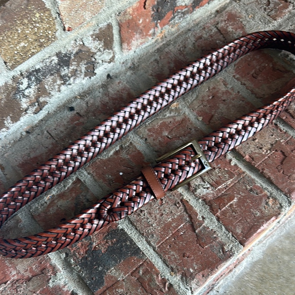 Braided Leather Belt - Brown